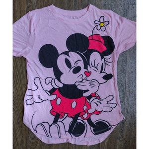 Disney Juniors Mickey And Minnie Mouse Short Sleeve Graphic T-Shirt Pink L 11/13